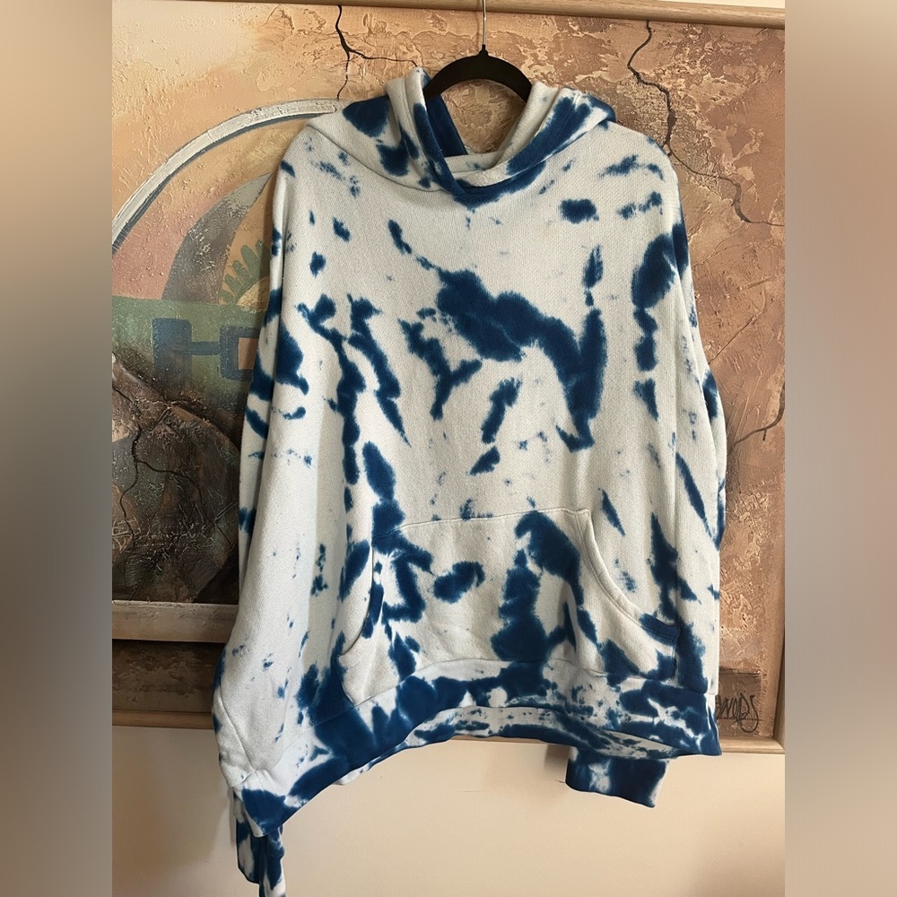THE ELDER STATESMAN True Blue Tie-Dye Cotton & Cashmere Terry Hoodie - XL - Picture 3 of 16